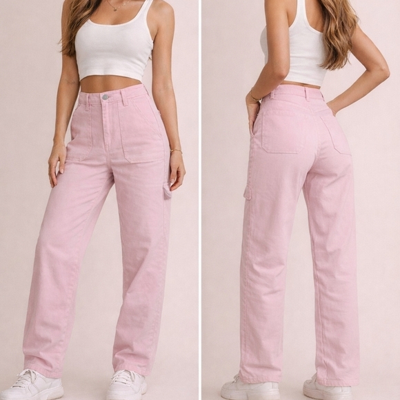 Just Black Denim - Just Black Denim JBD High Rise Pink Utility Jeans Size 26